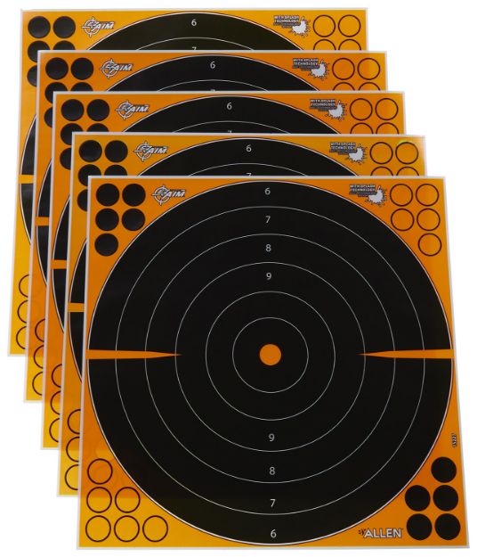 Picture of EZ-Aim 15227 Splash Reactive  Self-Adhesive Paper Black/Orange 16" Bullseye 5 Pack