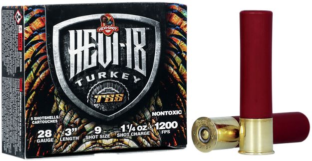 Picture of HEVI-Shot HS7289 HEVI-18 TSS Turkey 28Gauge 3" 1 1/4oz Tungsten 9Shot 5 Per Box/10 Case