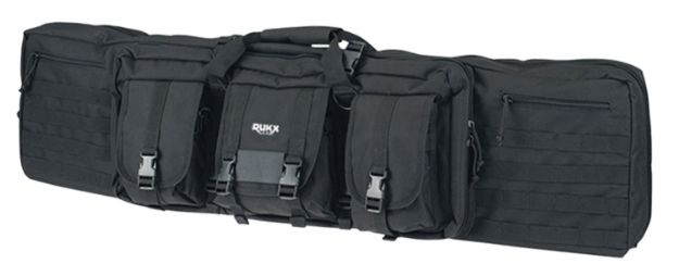 Picture of Rukx Gear ATICT42DGB Tactical Double Gun Case 42" Water Resistant Black 600D Polyester w/ Non-Rust Zippers Reinforced Velcro & Adjustable Back Straps