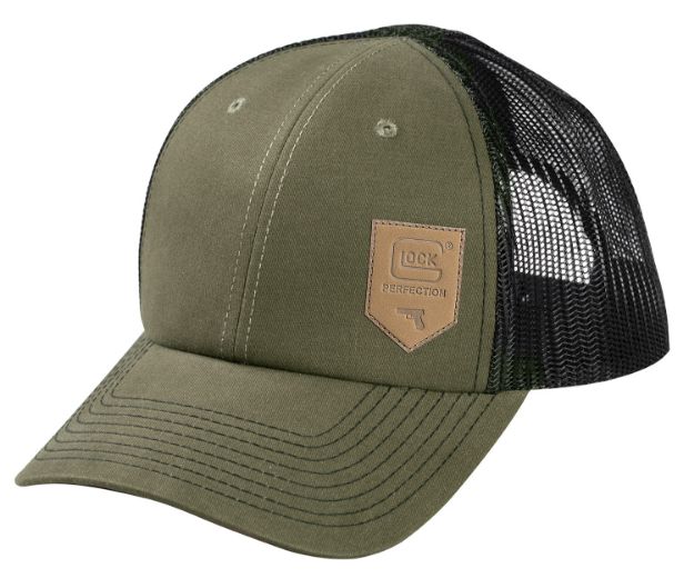 Picture of Glock AP95883 Chino  Olive Green/Black Mesh Hat w/Leather-Like Glock Shield Patch