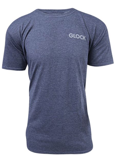 Picture of Glock AA75155 Pistol Flag  Heather Navy Cotton/Polyester Short Sleeve Small Semi-Fitted