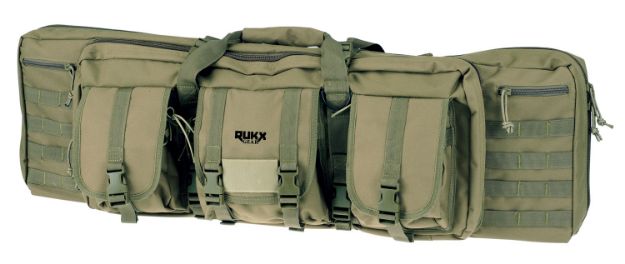 Picture of Rukx Gear ATICT36DGG Tactical Double Gun Case 36" Water Resistant Green 600D Polyester w/ Non-Rust Zippers Reinforced Velcro & Adjustable Back Straps