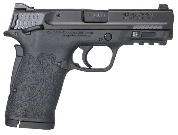 Picture of Smith & Wesson 11663 M&P Shield EZ Micro-Compact Frame 380 ACP 8+1, 3.67" Black Armornite Steel Barrel & Serrated Slide, Matte Black Polymer Frame w/Picatinny Rail, Thumb/Grip Safety, Ambidextrous