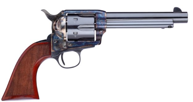 Picture of Taylors & Company 555138 1873 Cattleman Gunfighter 357 Mag Caliber with 5.50" Blued Finish Barrel, 6rd Capacity Blued Finish Cylinder, Color Case Hardened Finish Steel Frame & Walnut Army Size Grip