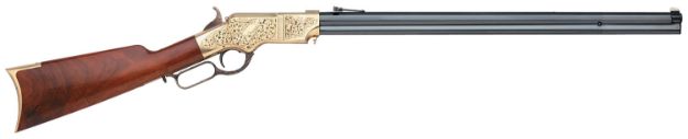 Picture of Taylors & Company 550295 1860 Brass Engraved 45 Colt (LC) 13+1 24.25" Blued Octagon Barrel, Brass Engraved/ Brass Receiver, Walnut/ Wood Stock, Right Hand