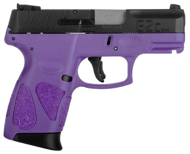 Picture of Taurus 1G2C93112DP G2C  Compact Frame 9mm Luger 12+1 3.26" Matte Stainless Steel Barrel, Matte Black Serrated Alloy Steel Slide, Dark Purple Polymer Frame w/Picatinny Rail & Polymer Grip, Right Hand