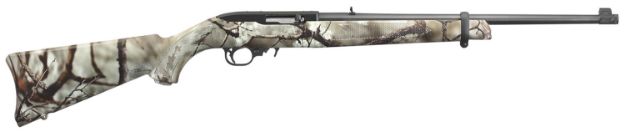 Picture of Ruger 31113 10/22 Carbine Full Size 22 LR 10+1 18.50" Satin Black Threaded Barrel, Satin Black Steel Receiver w/Scope Base Adapter, Fixed Go Wild Camo Rock Star Synthetic Stock, Right Hand