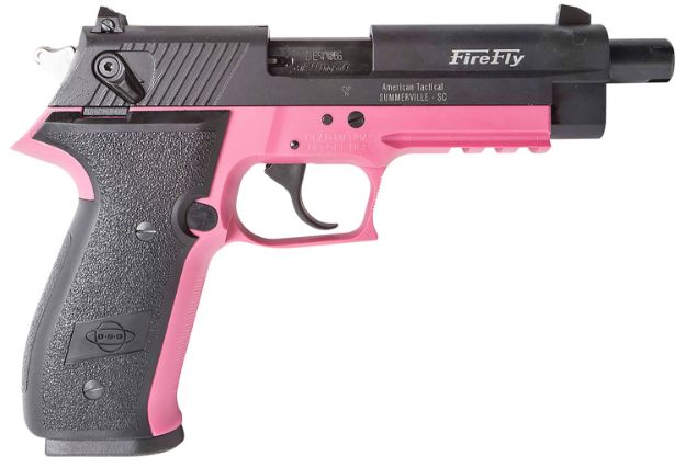 Picture of GSG GERG2210TFFP FireFly  22 LR 10+1 4.90" Black Steel/Threaded Barrel & Serrated Slide, Pink Zinc Alloy w/Beavertail Frame, Black Polymer Grip