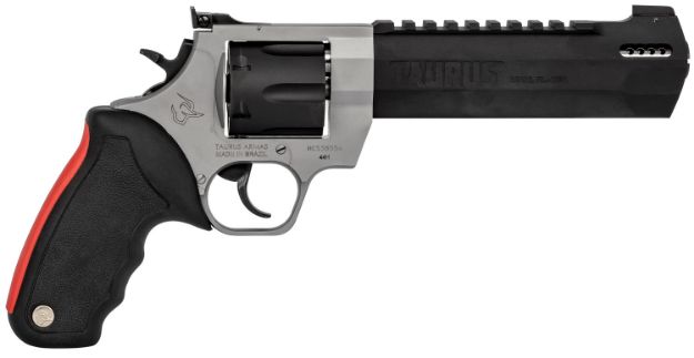 Picture of Taurus 2440065RH Raging Hunter  44 Rem Mag 6rd 6.75" Matte Black Oxide Cylinder & Barrel Matte Stainless Steel Frame Black Rubber with Integrated Red Cushion Insert Grip