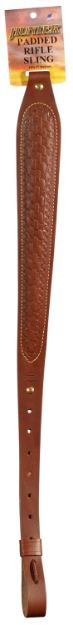 Picture of Hunter Company 027149 Cobra Sling made of Chestnut Tan Leather with Basket Weaver Pattern, Padded Design & 1" Swivels for Rifles