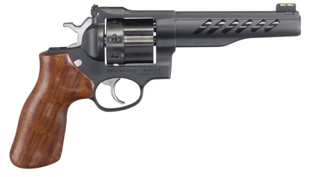 Picture of Ruger 5065 Super GP100  357 Mag/38 Special 8rd 5.50" Matte Black PVD Half-Lug Ported Barrel, Matte Black PVD Cylinder, Matte Black PVD Stainless Steel Frame, Hogue, Hardwood Grip