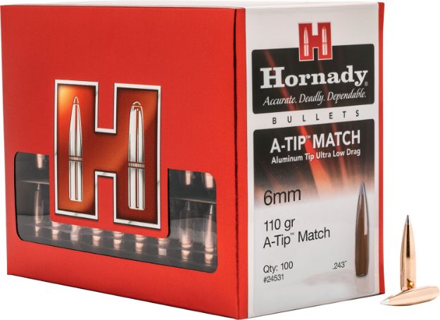 Picture of Hornady 24531 A-Tip Match 6mm .243 110 gr A Tip Match 100 Per Box/ 10 Case