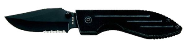 Picture of Ka-Bar 3073 Warthog  3" Folding Clip Point Part Serrated 420HC SS Blade Black G10 Handle Includes Pocket Clip