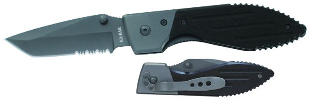 Picture of Ka-Bar 3075 Warthog  3" Folding Tanto Part Serrated 420HC SS Blade Black G10 Handle Includes Pocket Clip