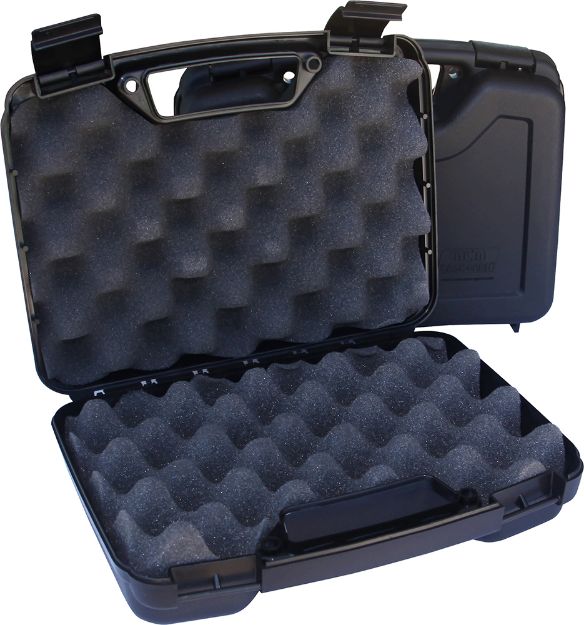 Picture of MTM Case-Gard SS-2500 Single Handgun Case  Black Polypropylene Holds Handgun w/ 4" Barrel or Less