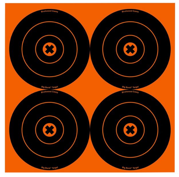 Picture of Birchwood Casey 36612 Big Burst Revealing Target Self-Adhesive Paper Black/Orange 6" Bullseye 12 Pack