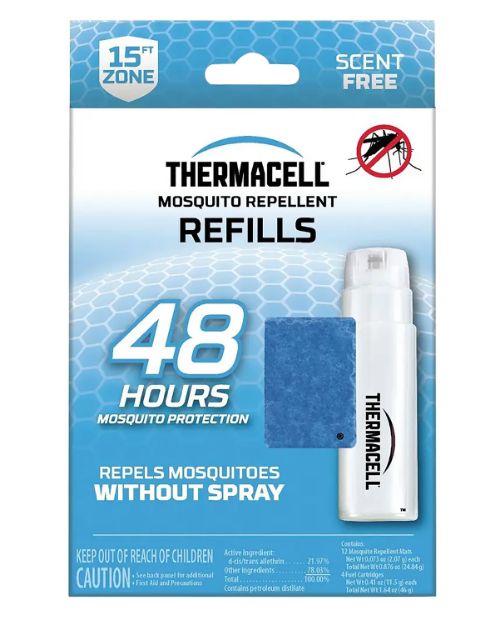 Picture of Thermacell R4 Repellent Refill  Effective 15 ft Odorless Scent Mat/Fuel Cartridges Repels Mosquito Effective Up to 48 hrs 4 Fuel Cartridges/12 Mats