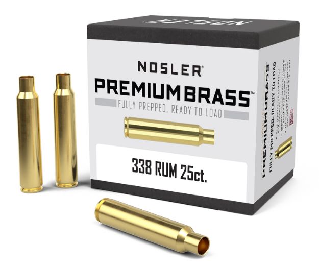 Picture of Nosler 11912 Premium Brass Unprimed Cases 338RUM Brass 25Count