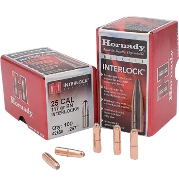 Picture of Hornady 2550 InterLock  25 Cal .257 117 gr Round Nose 100 Per Box/ 25 Case