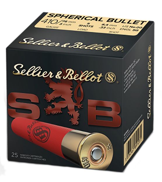 Picture of Sellier & Bellot SB410B Hunting  410Gauge 3" 5Pellets 5/8oz Spherical 00Buck Shot 25 Box/20 Case