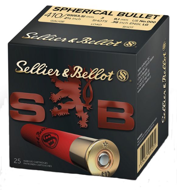 Picture of Sellier & Bellot SB410A Hunting  410Gauge 2.50" 3Pellets 1/2oz Spherical 000Buck Shot 25 Box/20 Case