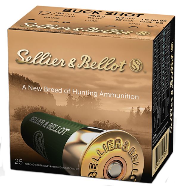 Picture of Sellier & Bellot SB12BSC Hunting  12Gauge 2.75" 12Pellets 1 1/4oz 00Buck Shot 25 Box/10 Case