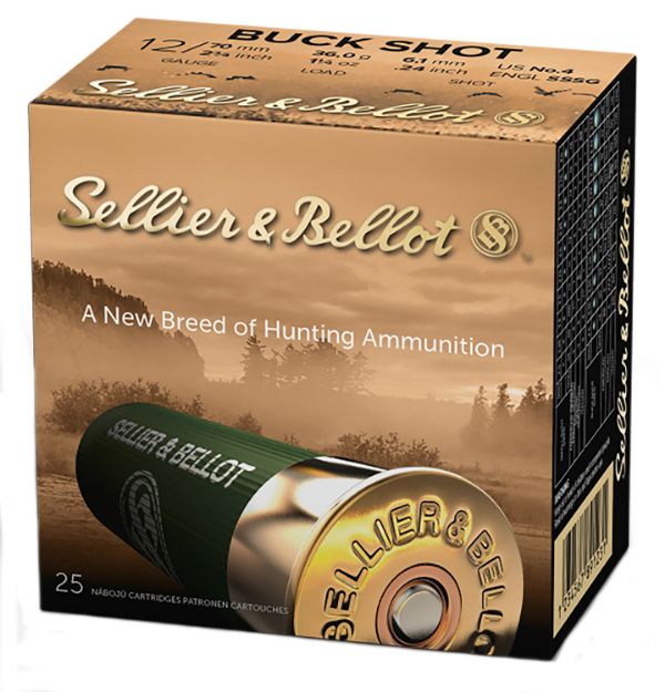 Picture of Sellier & Bellot SB12BSB Hunting  12Gauge 2.75" 27Pellets 1 1/4oz 4Buck Shot 25 Box/10 Case