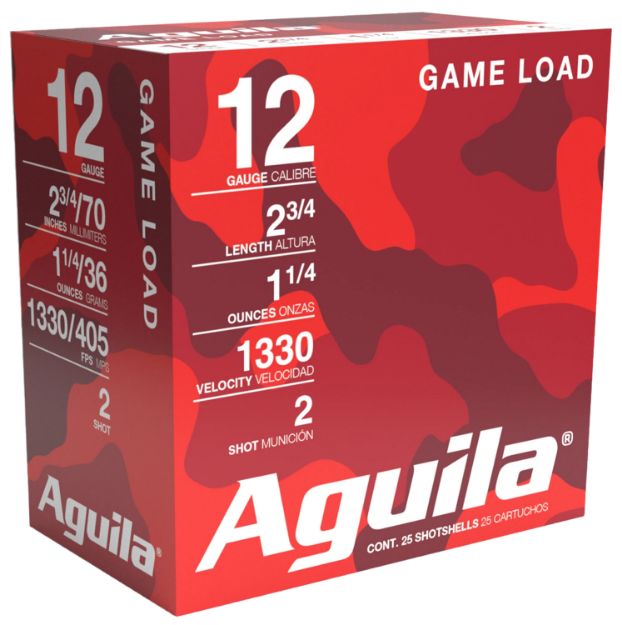 Picture of Aguila 1CHB1202 Birdshot High Velocity 12Gauge 2.75" 1 1/4oz 2Shot 25 Per Box/10 Case