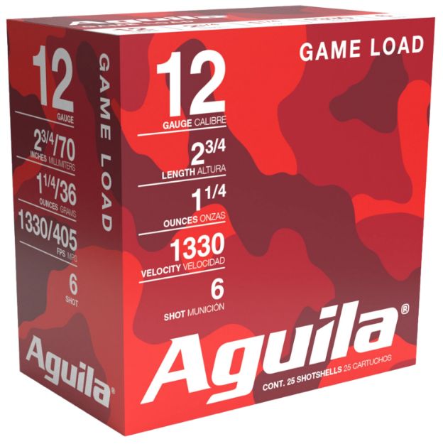 Picture of Aguila 1CHB1206 Birdshot High Velocity 12Gauge 2.75" 1 1/4oz 6Shot 25 Per Box/10 Case