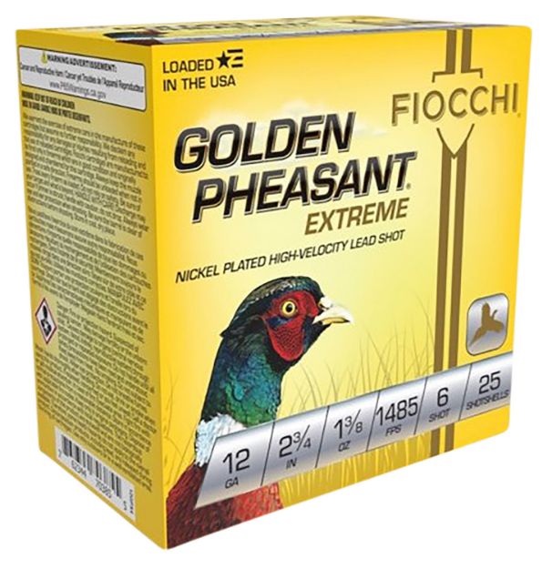 Picture of Fiocchi 12GPX6 Golden Pheasant Extrema 12Gauge 2.75" 1 3/8oz 6Shot 25 Per Box/10 Case