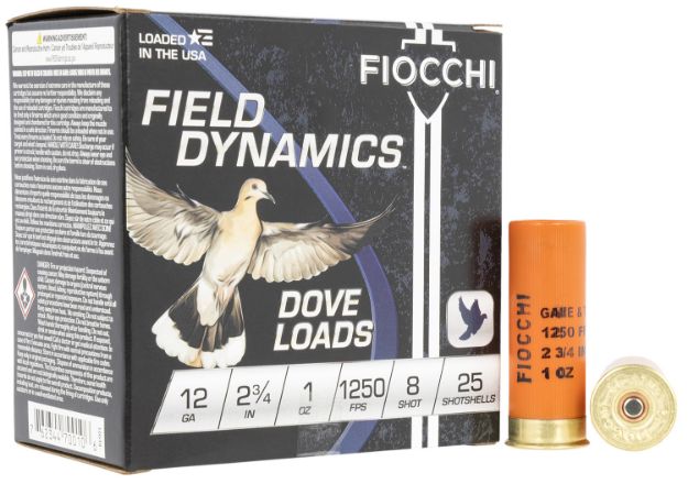 Picture of Fiocchi 12GT8 Field Dynamics Dove & Quail 12Gauge 2.75" 1oz 8Shot 25 Per Box/10 Case