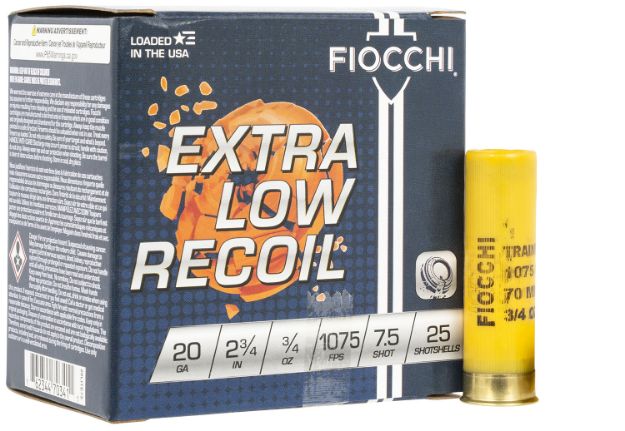 Picture of Fiocchi 20LITE75 Exacta Target Low Recoil Trainer 20Gauge 2.75" 3/4oz 7.5Shot 25 Per Box/10 Case