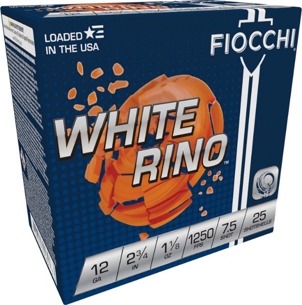 Picture of Fiocchi 12WRNO75 Exacta Target White Rino Target 12Gauge 2.75" 1 1/8oz 7.5Shot 25 Per Box/10 Case