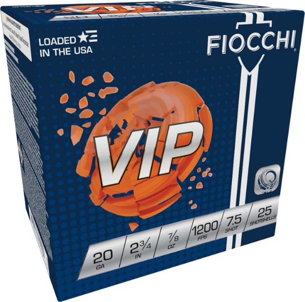 Picture of Fiocchi 20VIP75 Exacta Target VIP 20Gauge 2.75" 7/8oz 7.5Shot 25 Per Box/10 Case