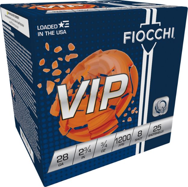 Picture of Fiocchi 28VIP8 Exacta Target VIP 28Gauge 2.75" 3/4oz 8Shot 25 Per Box/10 Case