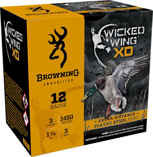 Picture of Browning Ammo B193411233 Wicked Wing XD  12Gauge 3" 1 1/4oz 3Shot 25 Per Box/10 Case