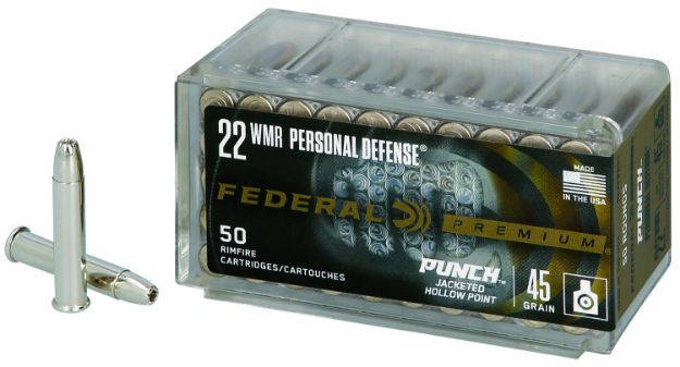 Picture of Federal PD22WMR1 Premium Personal Defense Punch 22WMR 45gr Jacketed Hollow Point 50 Per Box/60 Case