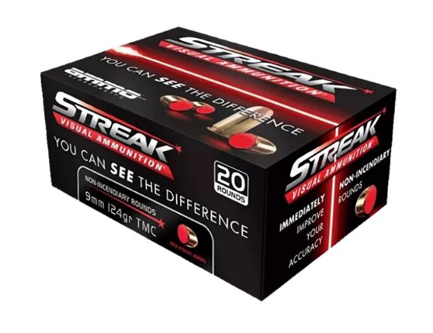 Picture of Ammo Inc 9124TMCSTRKRED Streak Visual (RED)  9mm Luger 124gr Total Metal Jacket 20 Per Box/10 Case