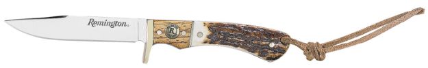 Picture of Remington Accessories 15655 Guide Jr. 6.50" Fixed Skinner Stainless Steel Blade, Stag Bone Handle w/Remington Shield, Nickle Silver Bolsters, Includes Sheath