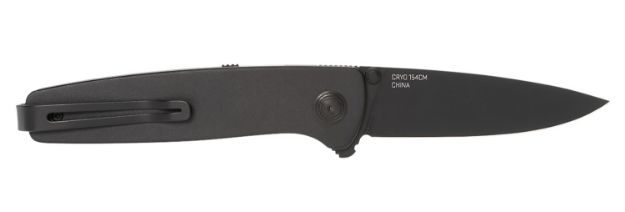 Picture of S.O.G SOG11150143 Twitch III 3.10" Folding Drop Point Plain Black TiNi 154CM SS Blade, Black Aluminum Handle