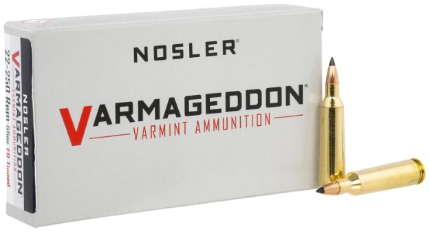 Picture of Nosler 65155 Varmageddon  22-250Rem 55gr Flat Base Tipped 20 Per Box/10 Case