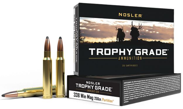 Picture of Nosler 60082 Trophy Grade  338WinMag 250gr Nosler Spitzer Partition 20 Per Box/10 Case