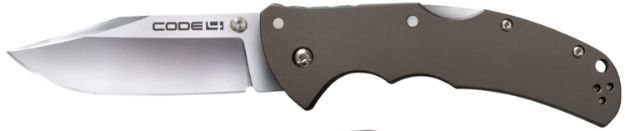 Picture of Cold Steel CS58PC Code 4  3.50" Folding Clip Point Plain Satin Polished S35VN SS Blade/Anodized Gun Metal Gray Aluminum Handle Includes Pocket Clip