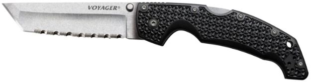 Picture of Cold Steel CS29AXC Voyager  XL 5.50" Folding Clip Point Plain AUS-10A SS Blade Black Griv-Ex w/Aluminum Liners Handle Includes Pocket Clip