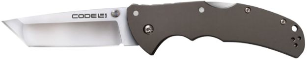 Picture of Cold Steel CS58PT Code 4  3.50" Folding Tanto Plain Satin Polished S35VN SS Blade/Anodized Gun Metal Gray Aluminum Handle Includes Pocket Clip