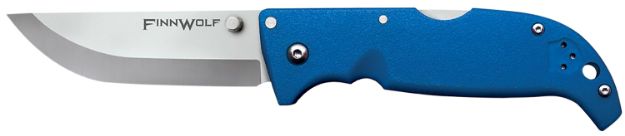 Picture of Cold Steel CS20NPG Finn Wolf 3.50" Folding Straight Back Plain Satin Polished AUS-8A SS Blade/Blue Griv-Ex Handle Includes Pocket Clip