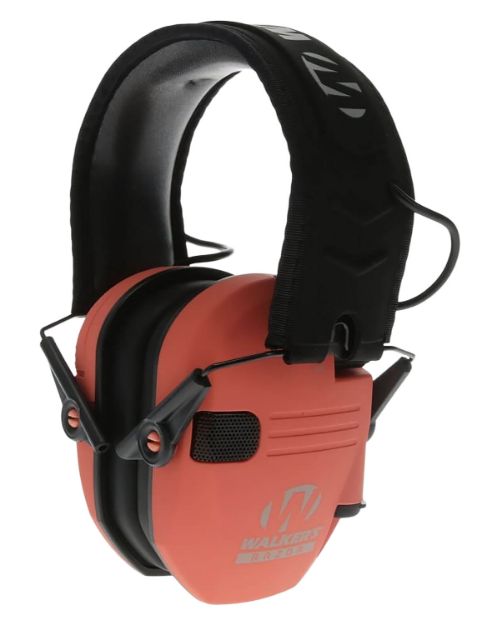 Picture of Walker's GWPRSEMCOR Razor Slim Electronic Muff 23 dB Over the Head Coral/Black Polymer