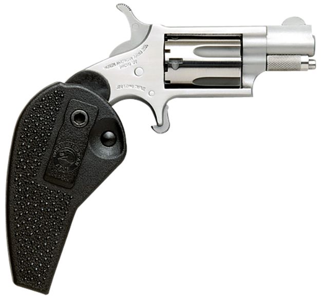 Picture of North American Arms 22MSHG Mini-Revolver  22 WMR 5 rd 1.13" Barrel, Overall Stainless Steel Finish, Black Synthetic Holster Grip