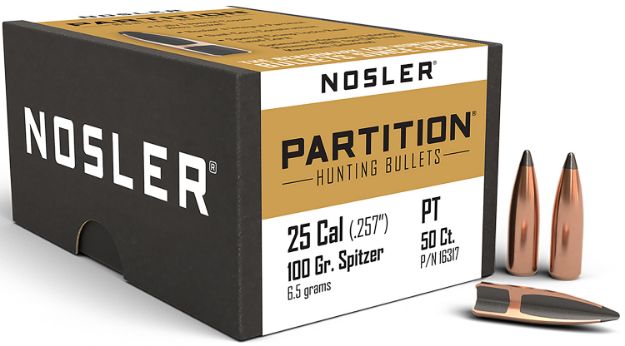 Picture of Nosler 16317 Partition  25Cal 100gr Spitzer 50/Box