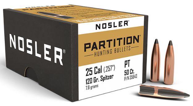 Picture of Nosler 35643 Partition  25Cal 120gr Spitzer 50/Box